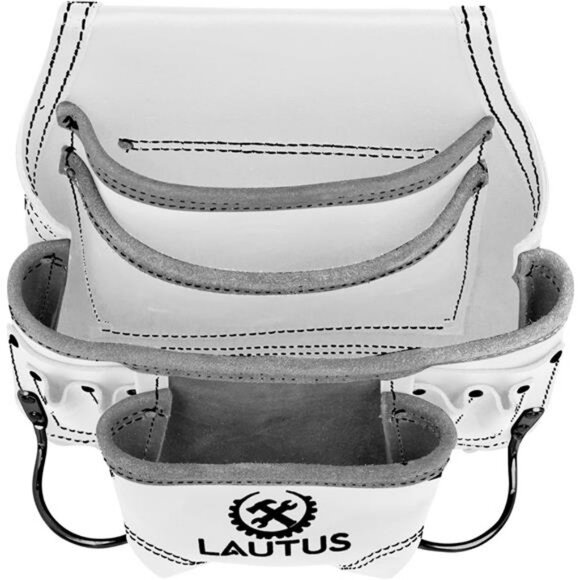 Oil Tanned Leather Tool Pouch Bag | White| Carpenter, Construction, Handyman - Picture 3 of 6